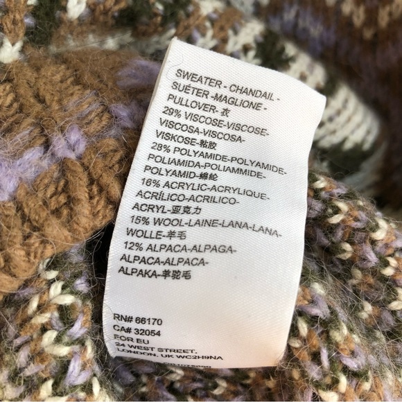 Anthropologie Fabiana Alpaca Wool Blend Fair Isle Knit Cropped Length Sweater - Picture 14 of 14